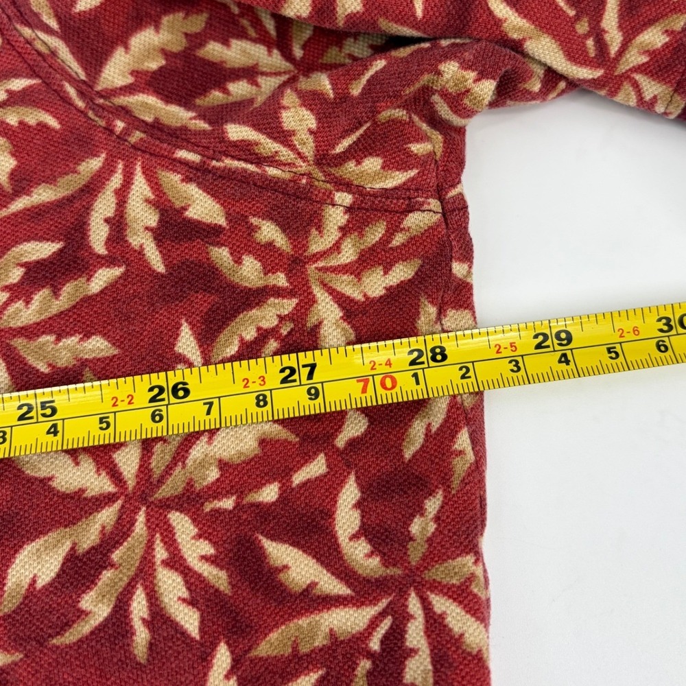 LL Bean Mens XXL Tall Palm Tree Print Short Sleeve Button Down Shirt‎ Burgundy - Picture 7 of 8